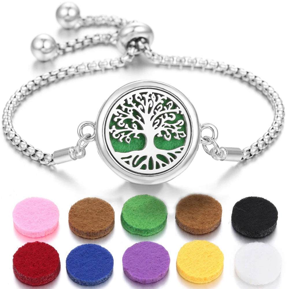 New Love Heart Aromatherapy Bracelet Bangle Adjustable Chain Perfume Essential Oil Diffuser Bracelet Women DIY Locket Jewelry