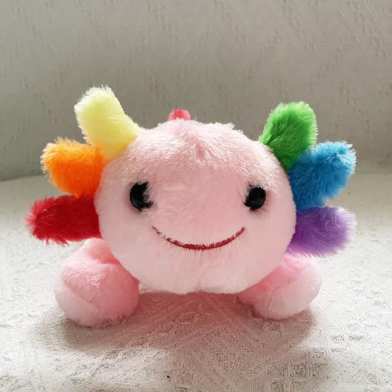 Rainbow Axolotl Plush Toys, Kawaii Stuffed Animal Axolotl Plushie Toy, Emotional Support Axolotl Pink Soft and Cute for Home Dol