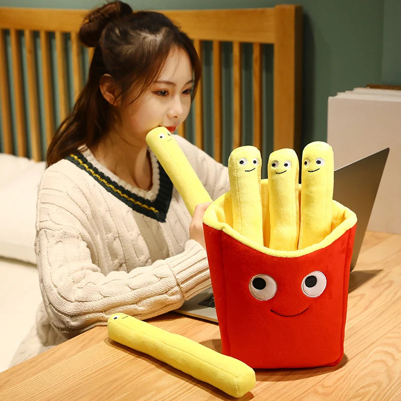 Emotional Support Smile French Fries Plush Stuffed Toy, Plush Sofa Pillow Car Accessories, Children'S Pretend Play Accessories T