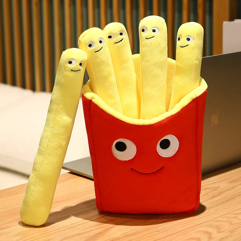 Emotional Support Smile French Fries Plush Stuffed Toy, Plush Sofa Pillow Car Accessories, Children'S Pretend Play Accessories T