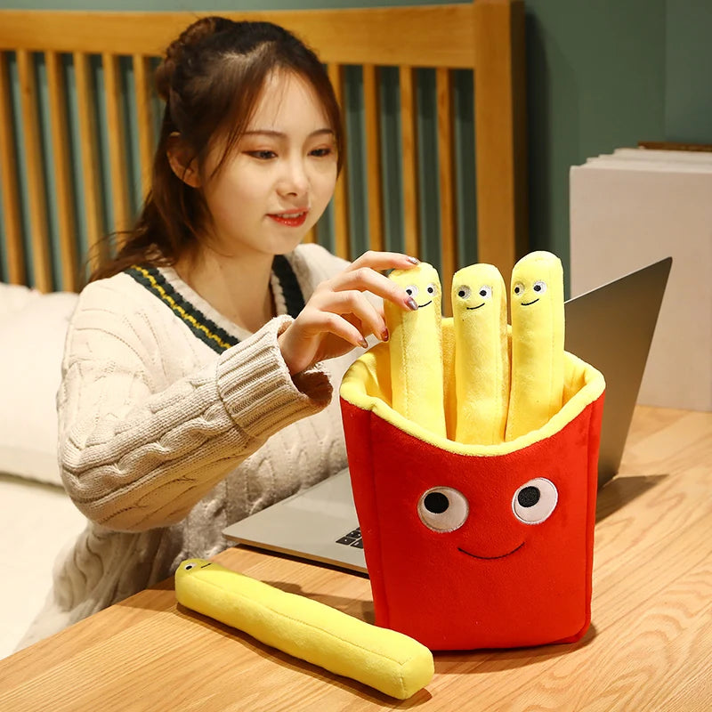 Emotional Support Smile French Fries Plush Stuffed Toy, Plush Sofa Pillow Car Accessories, Children'S Pretend Play Accessories T