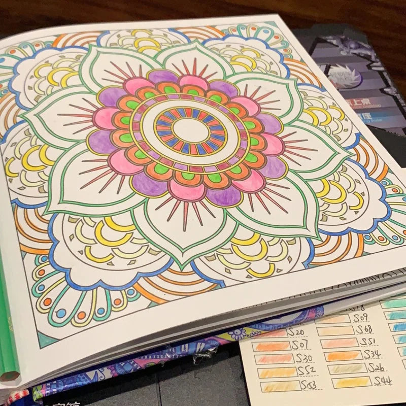 1 Pcs New 24 Pages Mandalas Flower Coloring Book for Children Adult Relieve Stress Kill Time Graffiti Painting Drawing Art Book