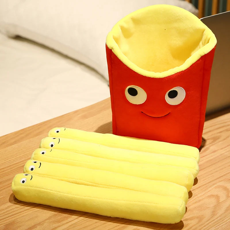 Emotional Support Smile French Fries Plush Stuffed Toy, Plush Sofa Pillow Car Accessories, Children'S Pretend Play Accessories T