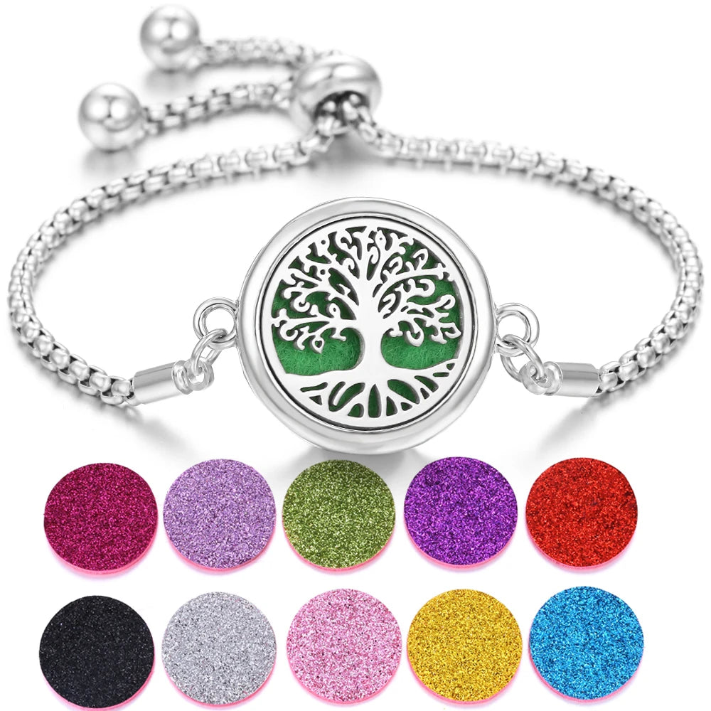 New Love Heart Aromatherapy Bracelet Bangle Adjustable Chain Perfume Essential Oil Diffuser Bracelet Women DIY Locket Jewelry