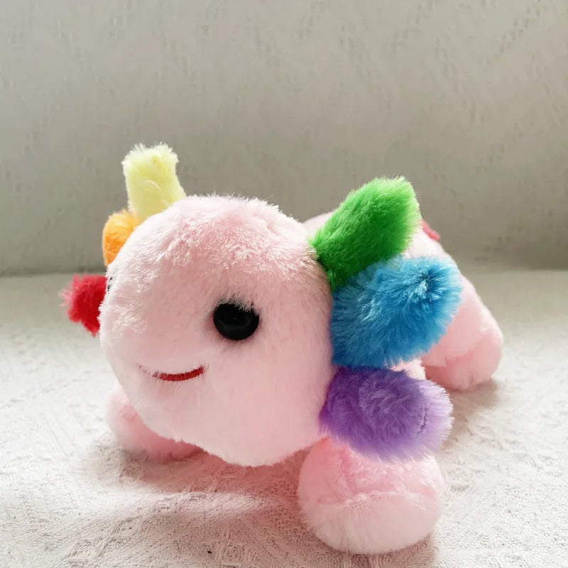 Rainbow Axolotl Plush Toys, Kawaii Stuffed Animal Axolotl Plushie Toy, Emotional Support Axolotl Pink Soft and Cute for Home Dol