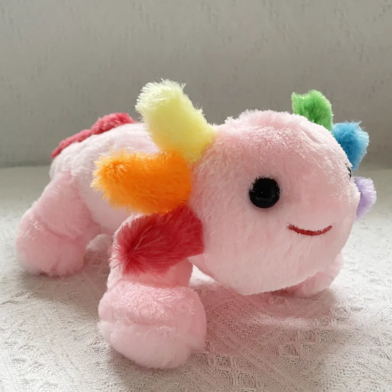 Rainbow Axolotl Plush Toys, Kawaii Stuffed Animal Axolotl Plushie Toy, Emotional Support Axolotl Pink Soft and Cute for Home Dol