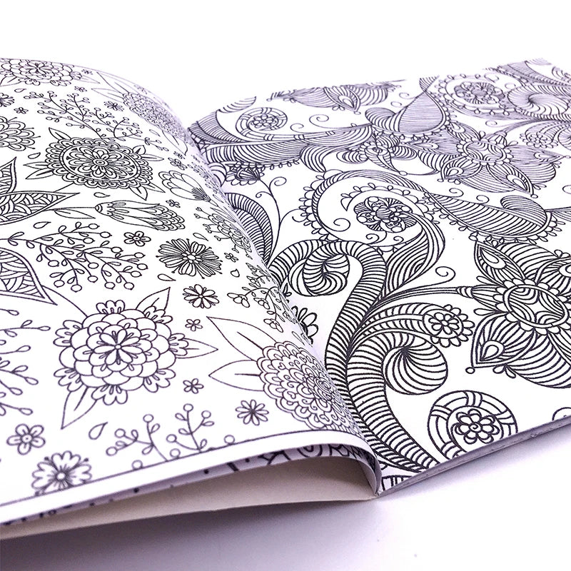 1 Pcs New 24 Pages Mandalas Flower Coloring Book for Children Adult Relieve Stress Kill Time Graffiti Painting Drawing Art Book